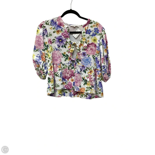 Top 3/4 Sleeve By Olivaceous In Floral Print, Size: L