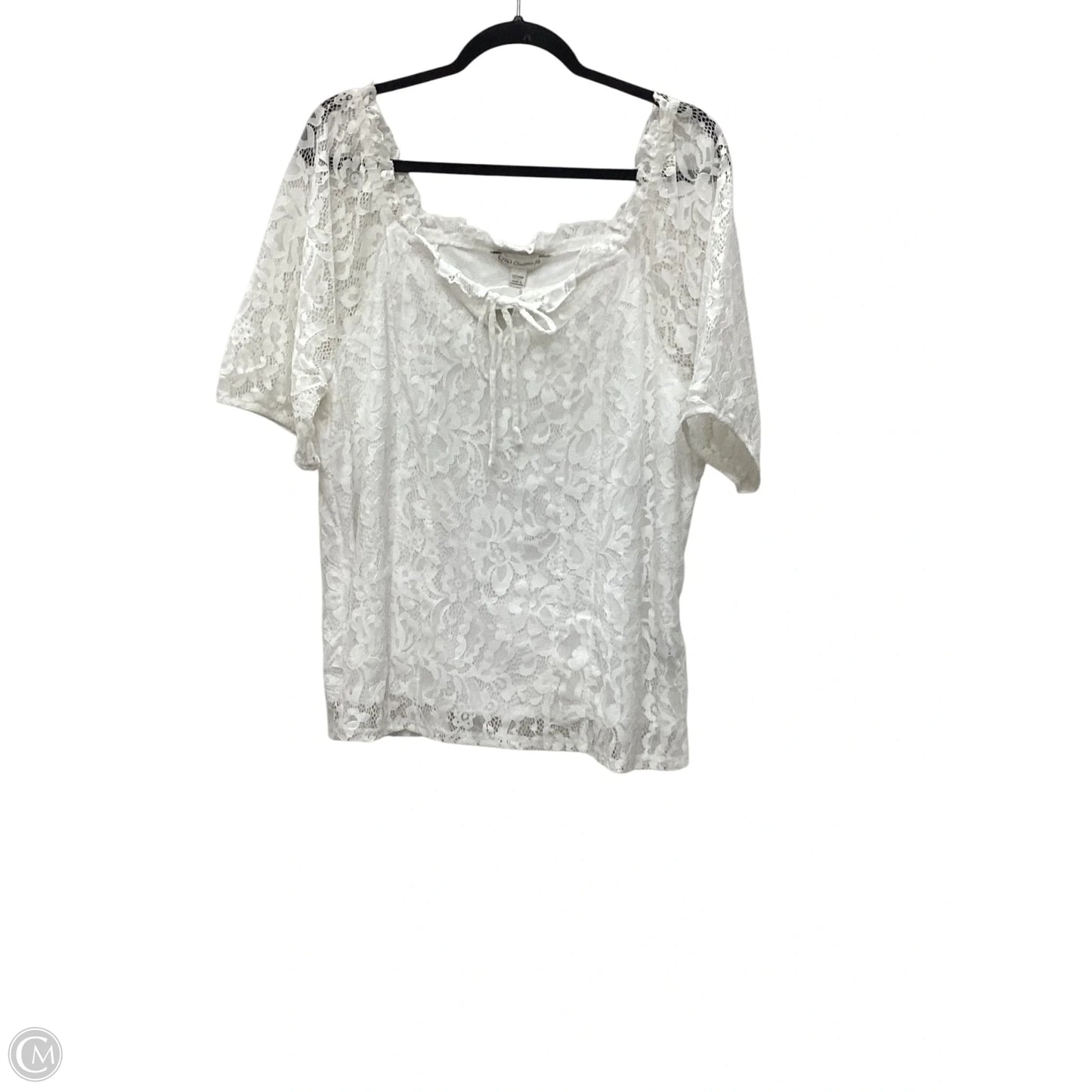Top Short Sleeve By Cato In White, Size: 22