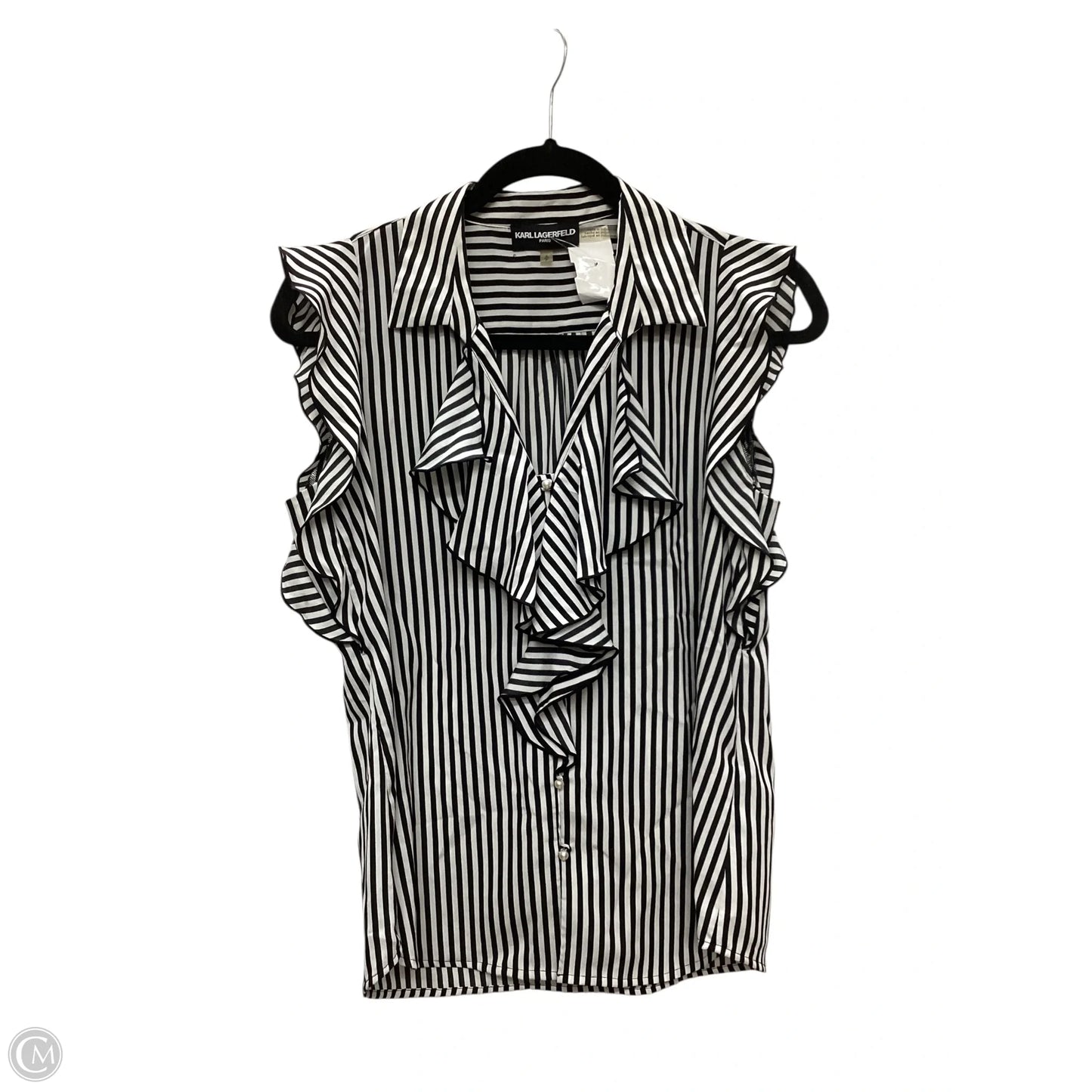 Top Sleeveless Designer By Karl Lagerfeld In Black & White, Size: S