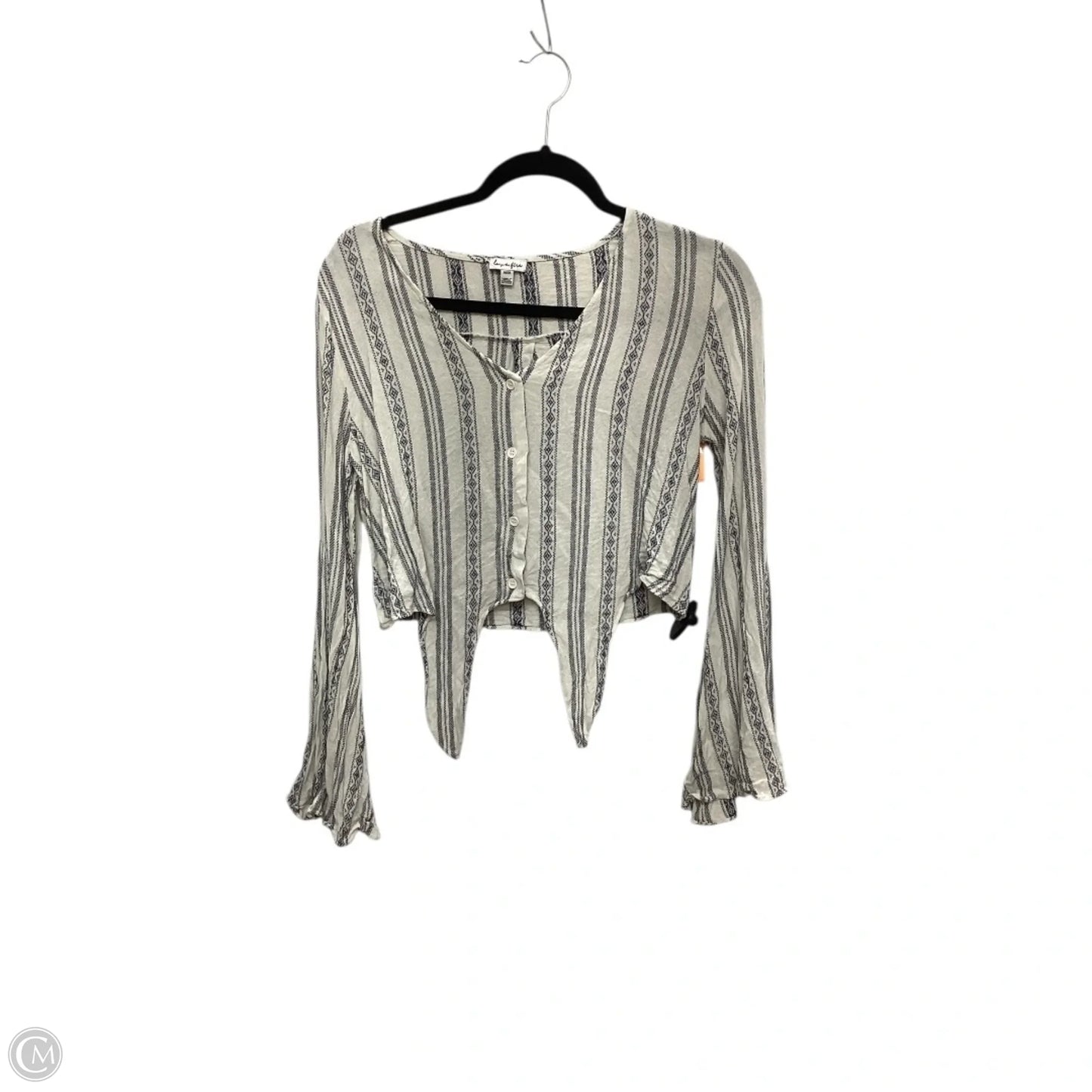 Top Long Sleeve By Love Fire In Striped Pattern, Size: M