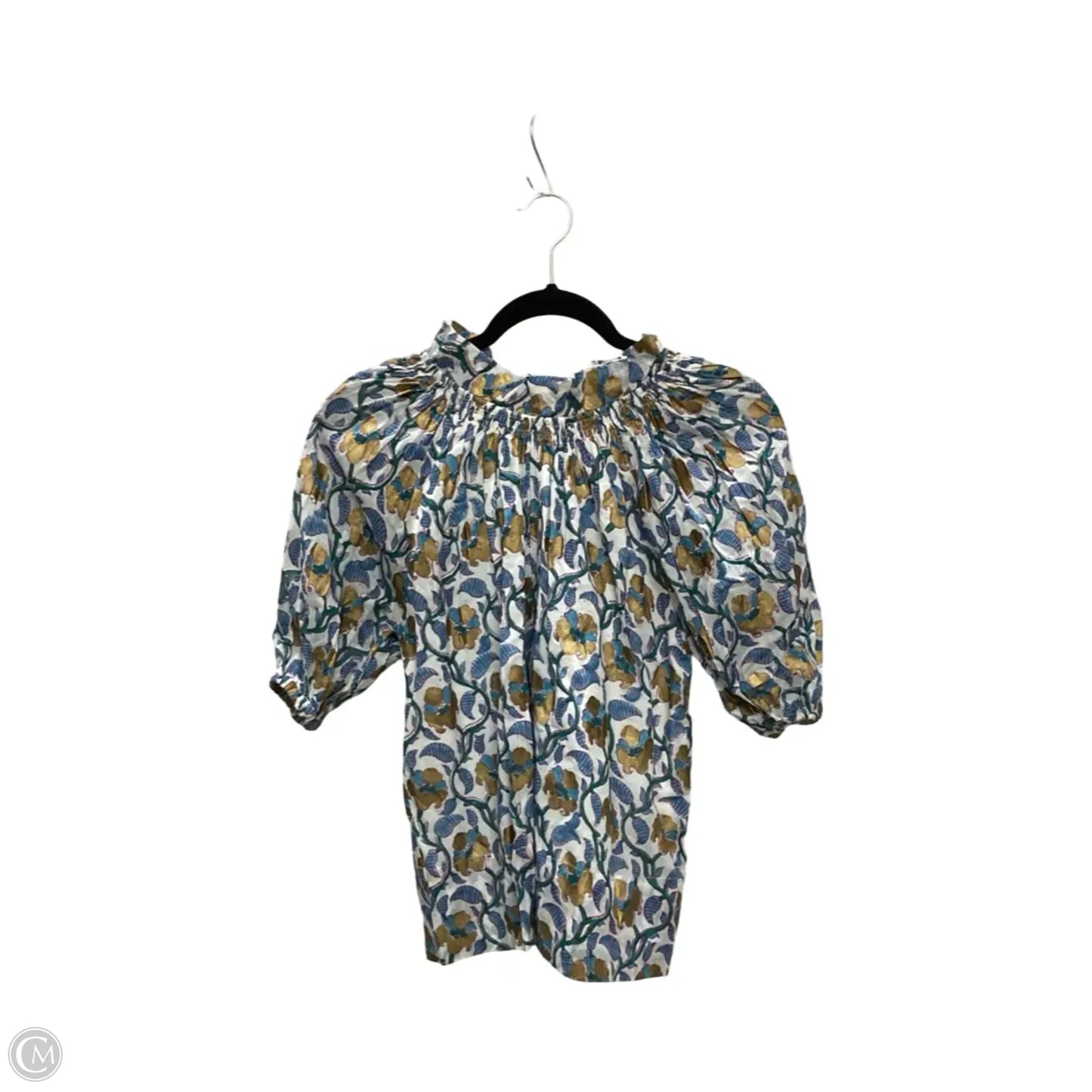 Designer Blouse Short Sleeve By Clothes Mentor In Blue, Size: Xs