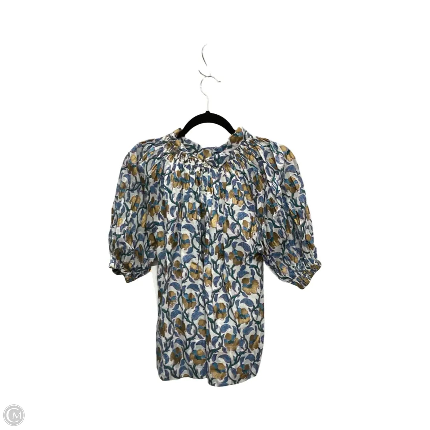 Designer Blouse Short Sleeve By Clothes Mentor In Blue, Size: Xs