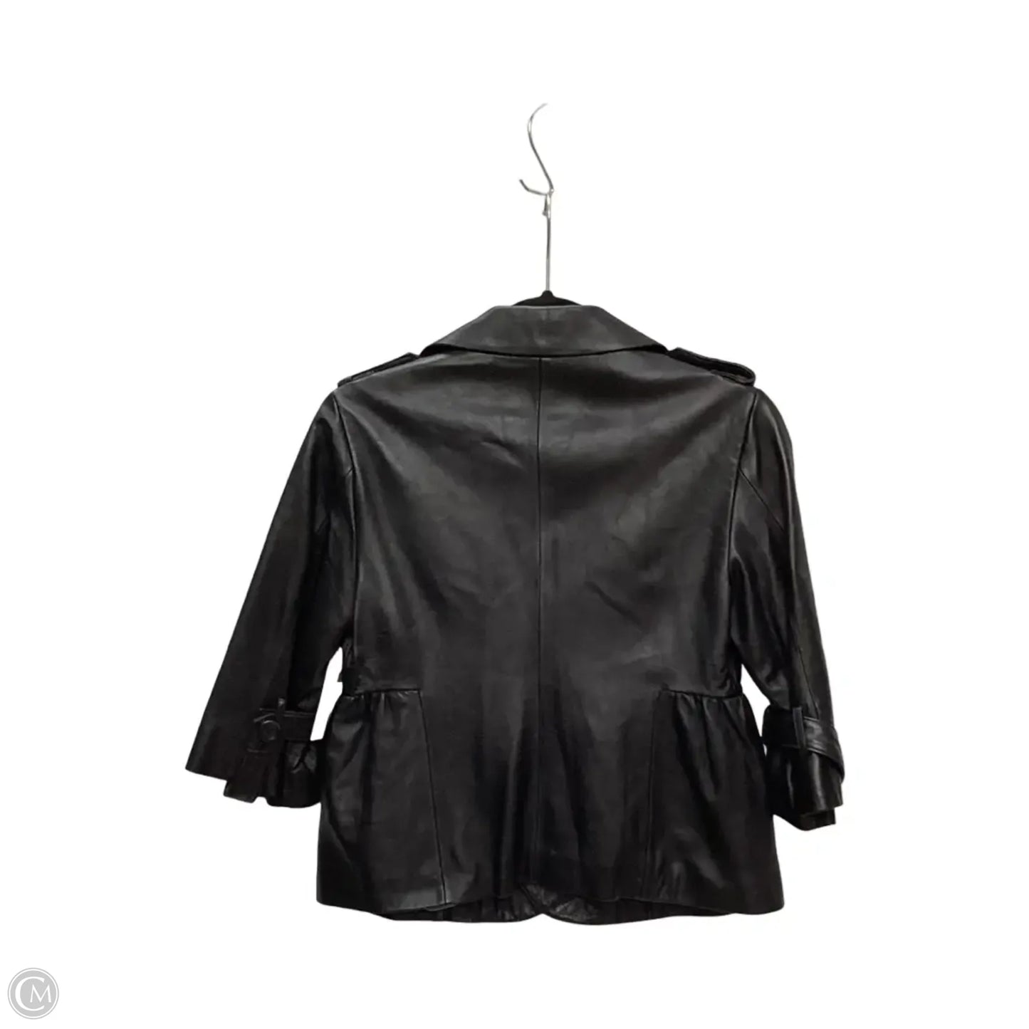 Designer Jacket Leather By Clothes Mentor In Black, Size: S
