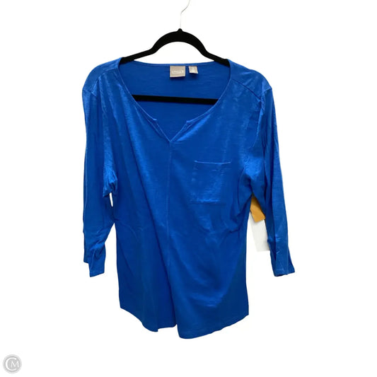 Top Long Sleeve Basic By Chicos In Blue, Size: L