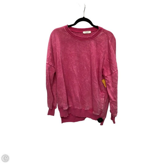 Sweatshirt Crewneck By Zenana In Pink, Size: L