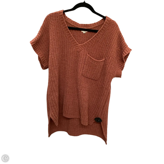 Sweater Short Sleeve By Pol In Orange, Size: S