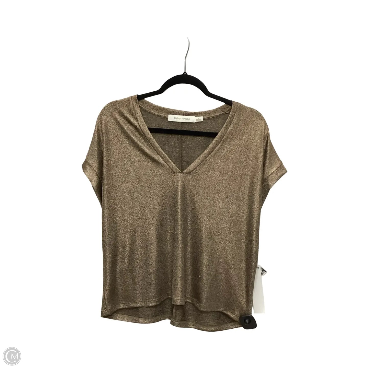 Designer Blouse Short Sleeve By Bishop + Young In Gold, Size: M