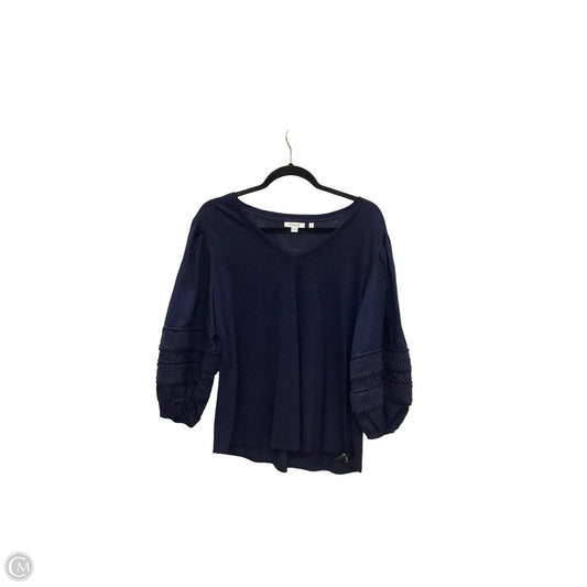 Blouse Short Sleeve By Chicos In Navy, Size: 2