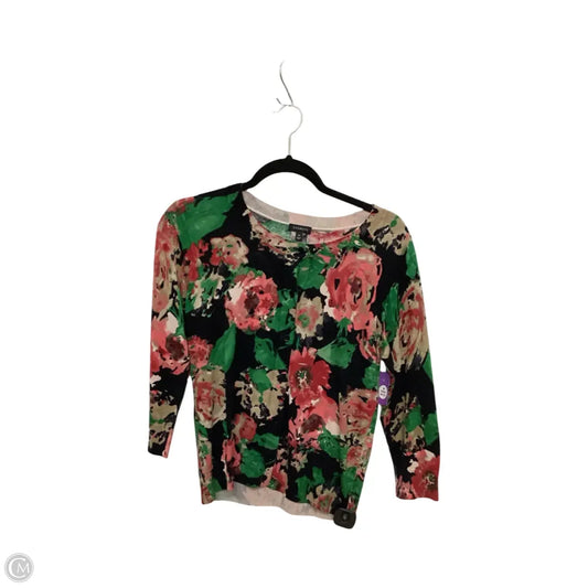 Cardigan By Talbots In Floral Print, Size: M