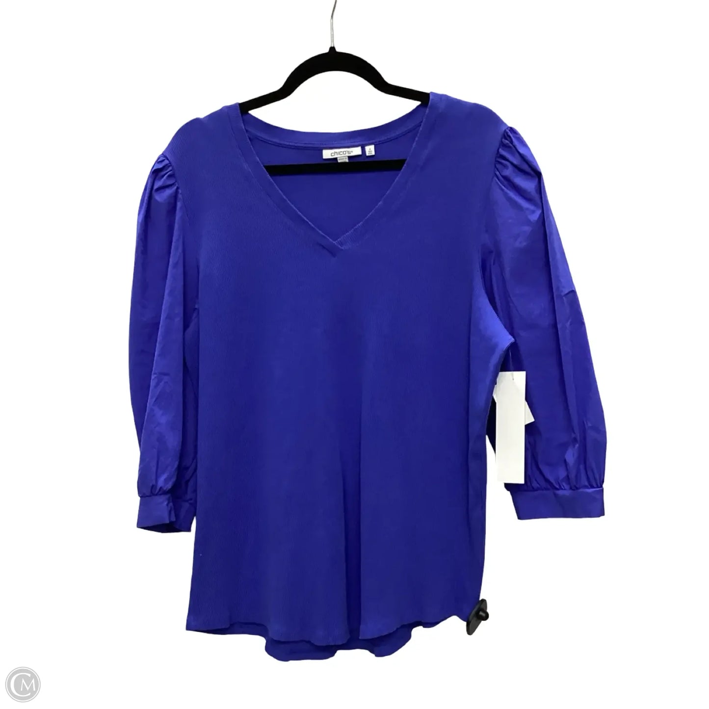 Blouse Short Sleeve By Chicos In Blue, Size: 4