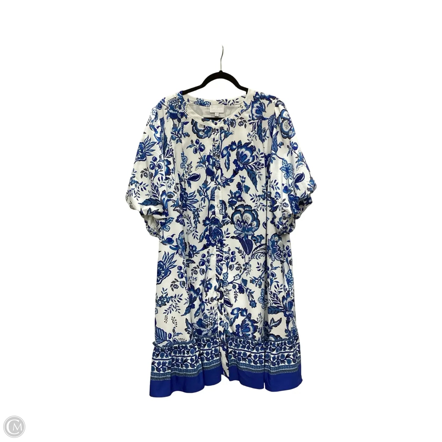 Dress Casual Short By Sugar Lips In Blue & White, Size: 3x