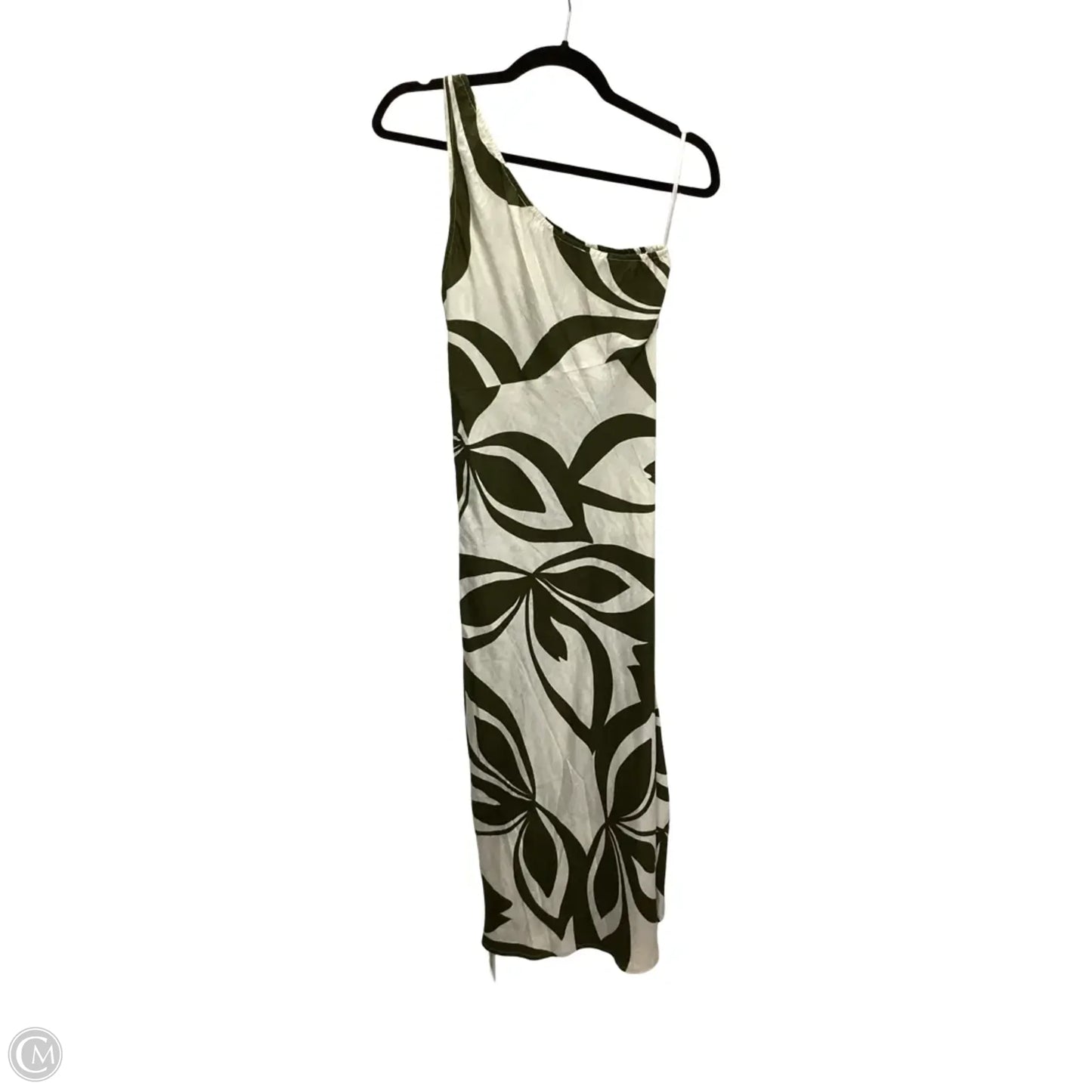 Dress Casual Midi By Commense In Green & White, Size: M