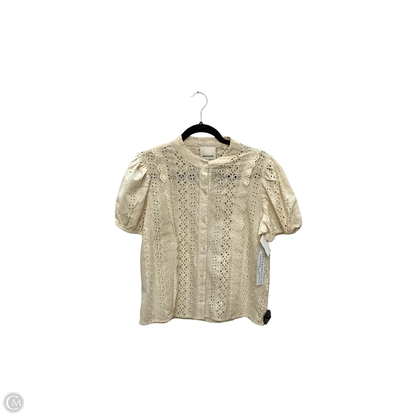 Blouse Short Sleeve By Industry In Cream, Size: M