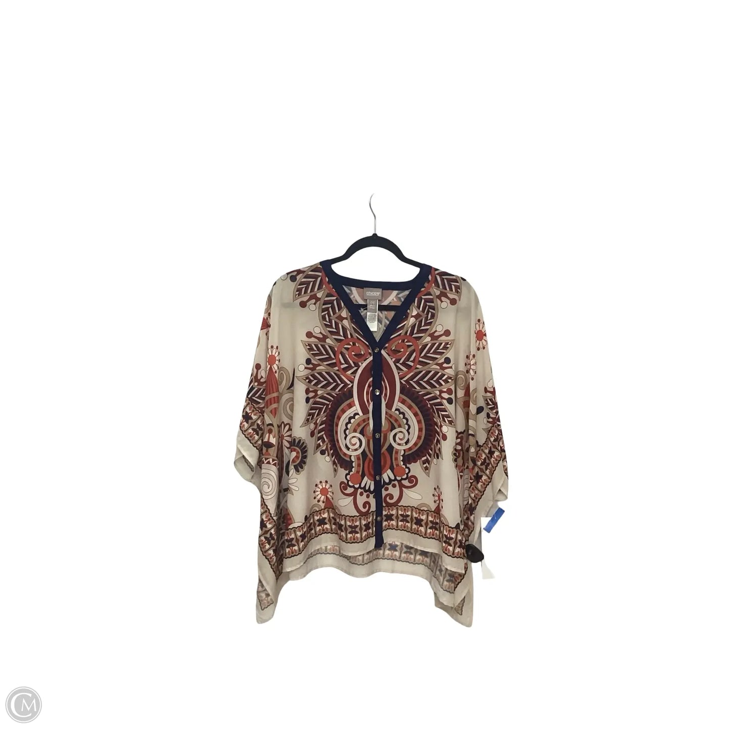 Tunic Short Sleeve By Chicos In Floral Print, Size: Osfm