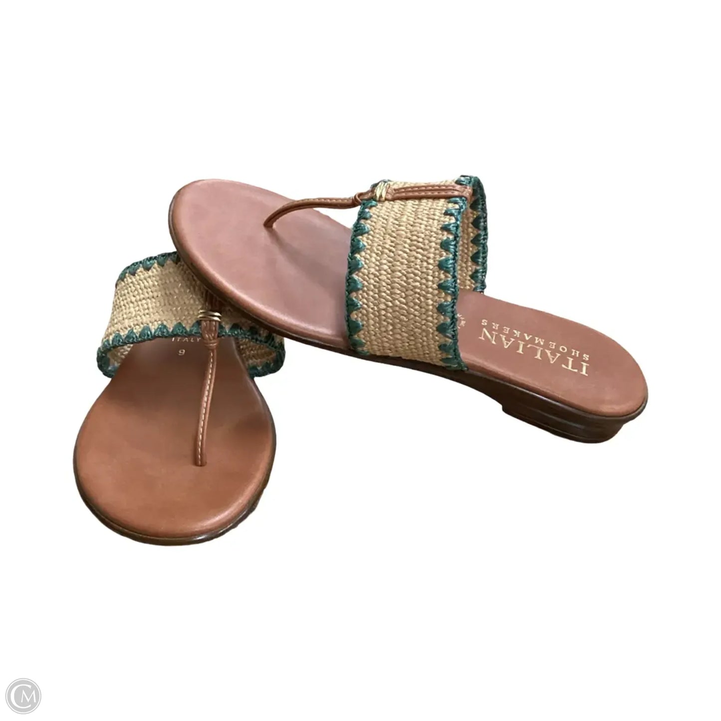 Sandals Heels Wedge By Italian Shoemakers In Brown, Size: 9
