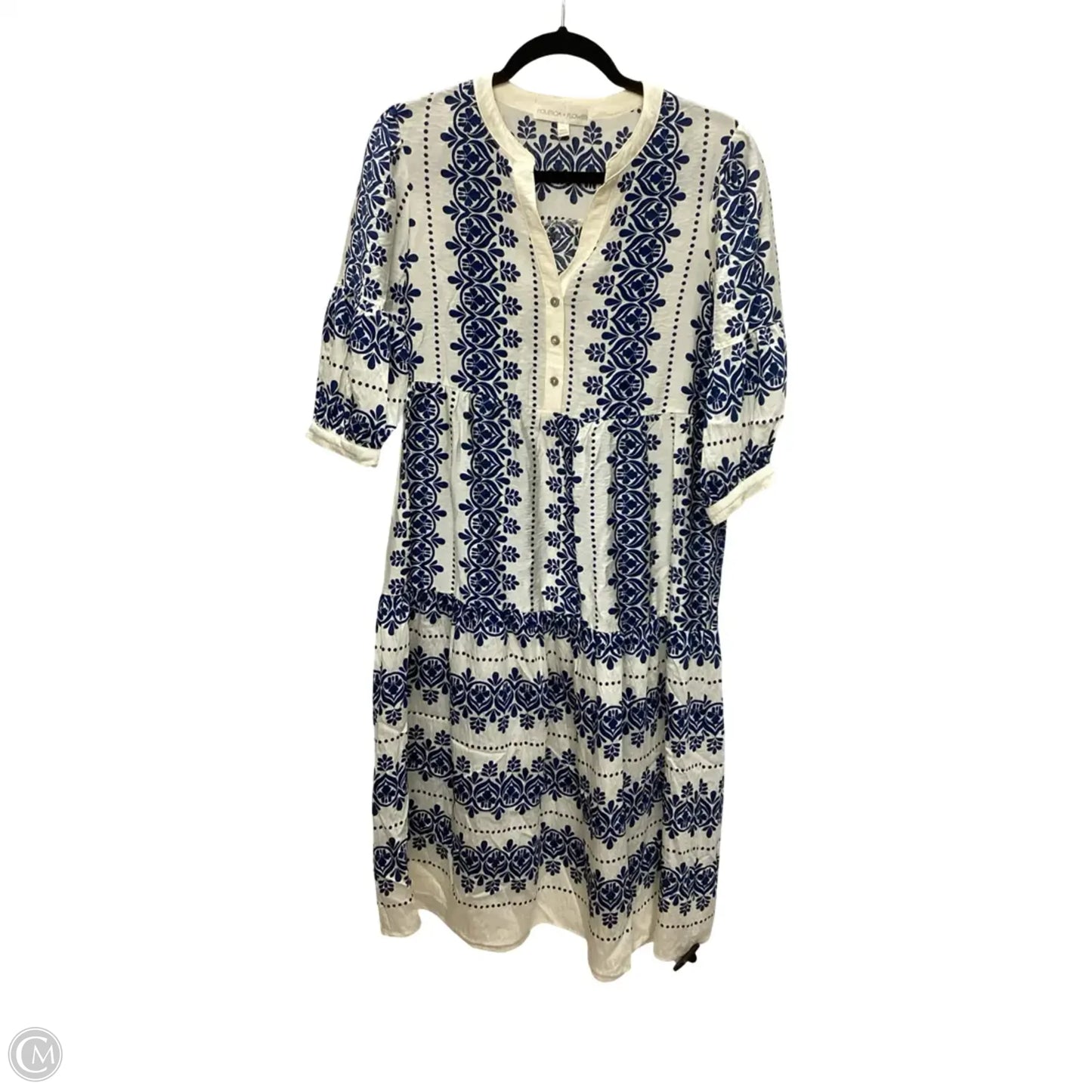 Dress Casual Maxi By Figuero & Flower In Blue & White, Size: S