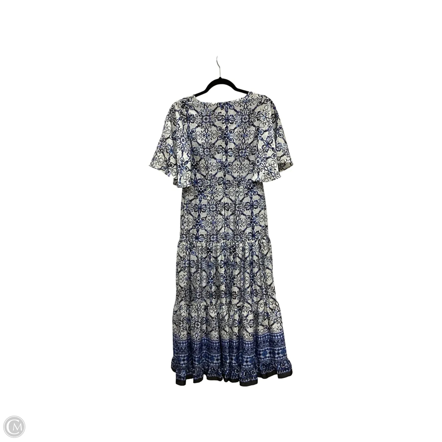 Dress Casual Midi By Taylor In Blue & Cream, Size: 6