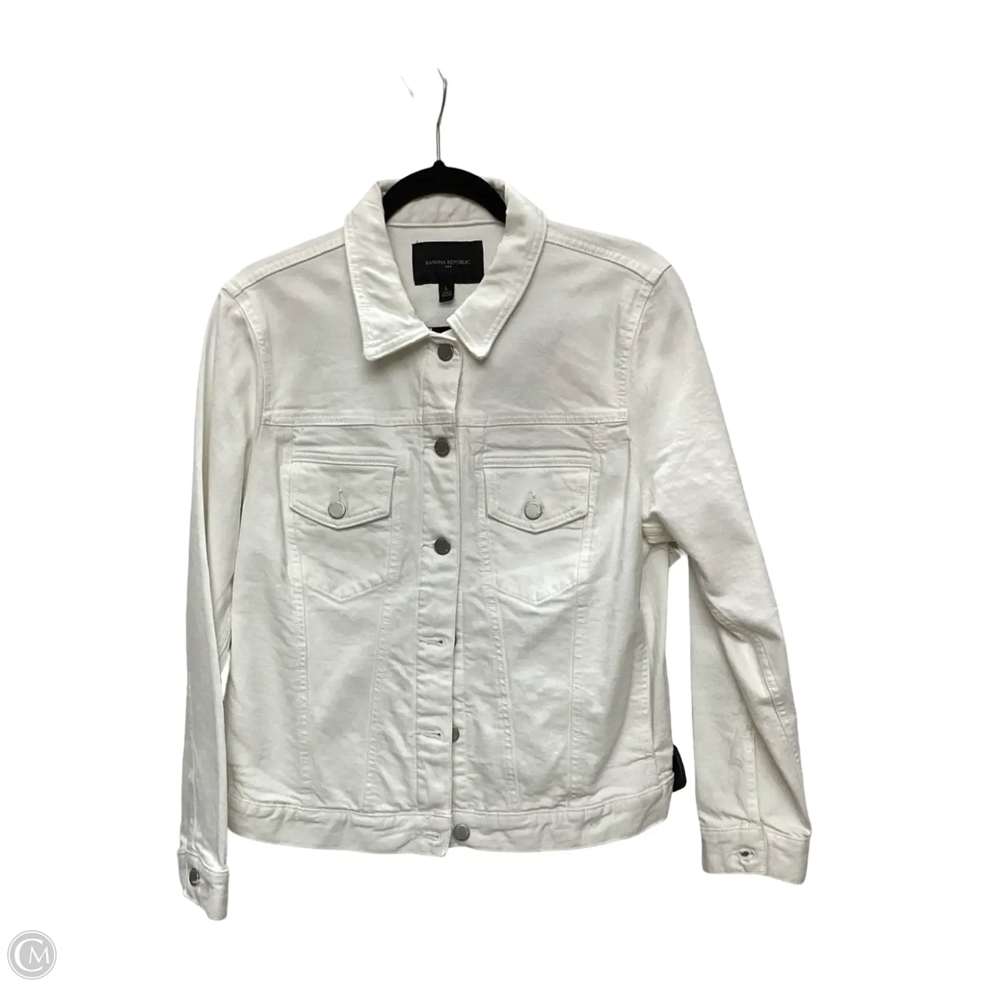 Jacket Denim By Banana Republic In White Denim, Size: L