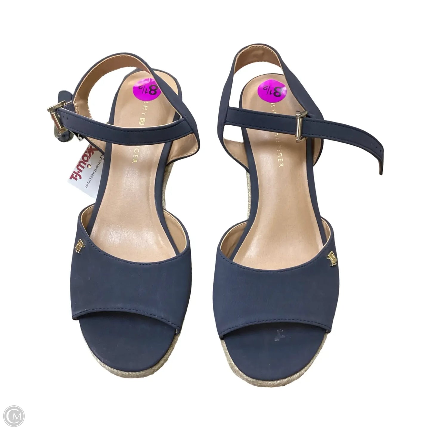 Sandals Heels Wedge By Tommy Hilfiger In Navy, Size: 8.5