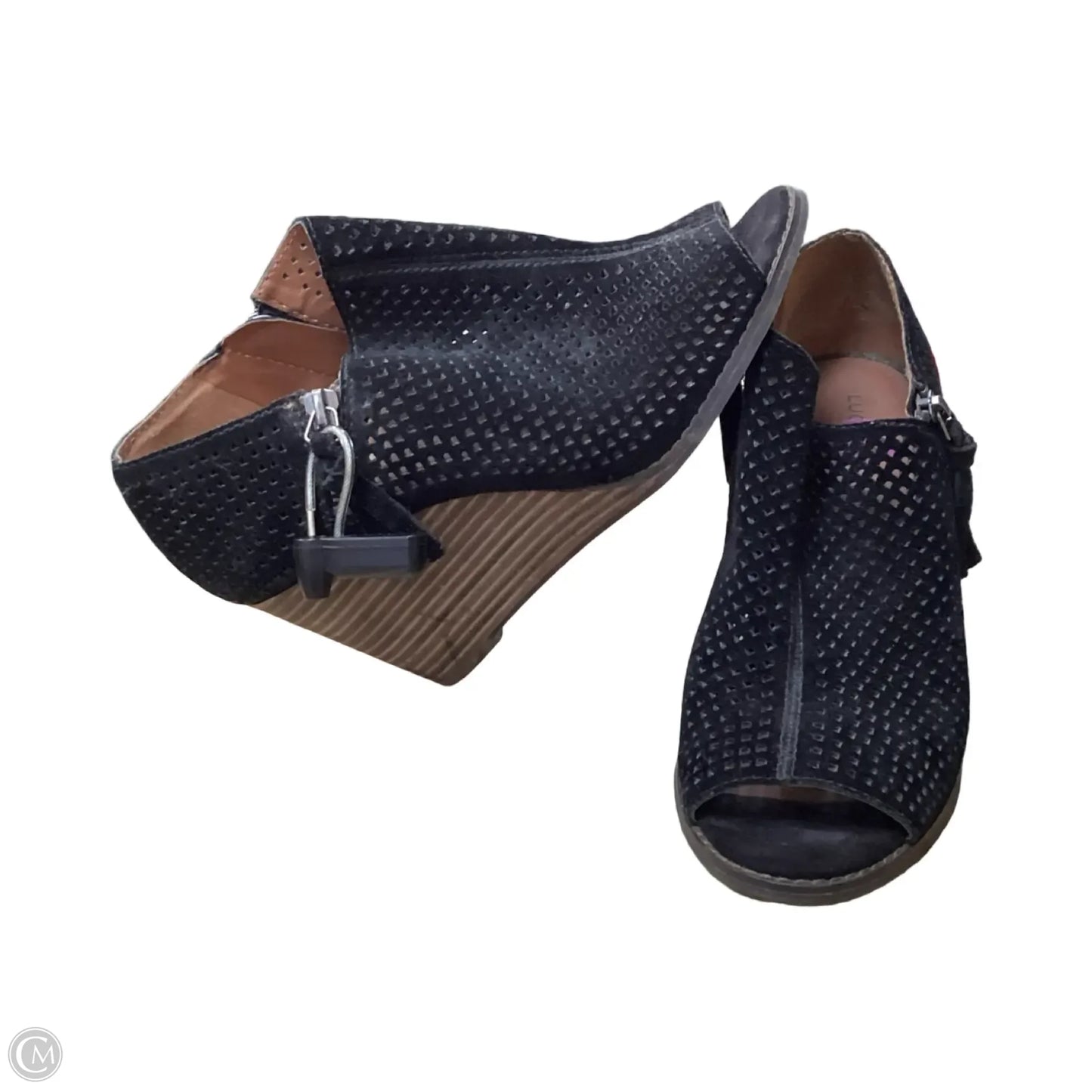 Sandals Heels Wedge By Lucky Brand In Black, Size: 8.5