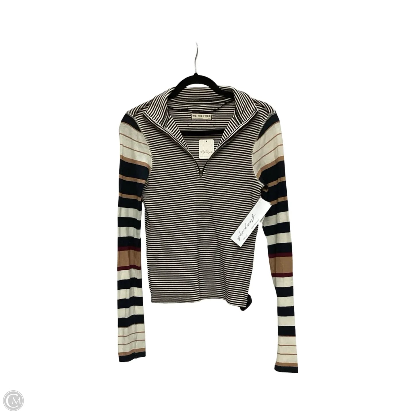 Blouse Long Sleeve By Free People In Striped Pattern, Size: S