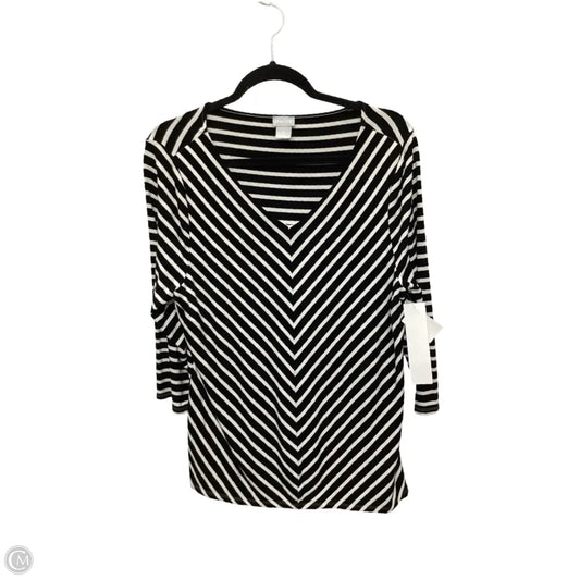 Blouse 3/4 Sleeve By Chicos In Striped Pattern, Size: 2