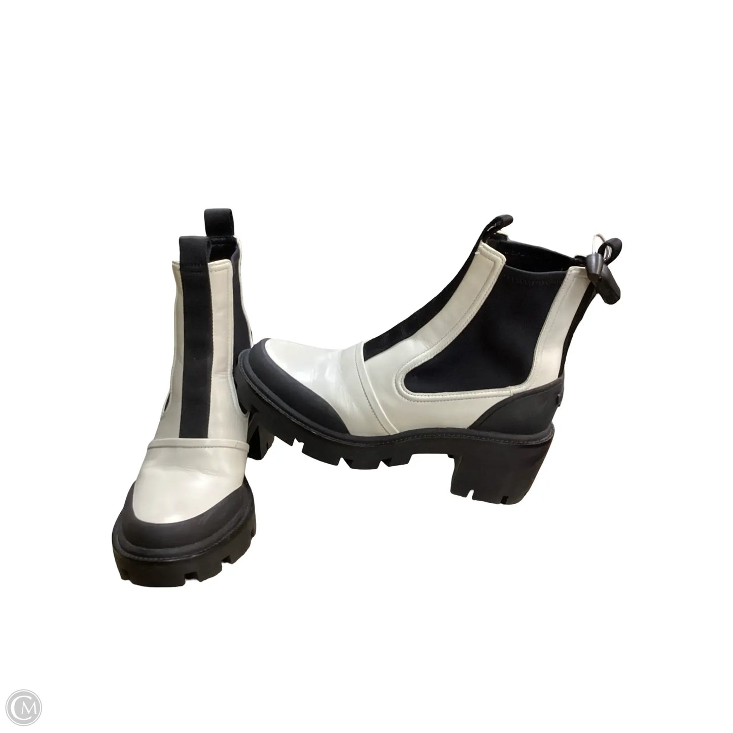 Boots Designer By Tory Burch In Black & White, Size: 10