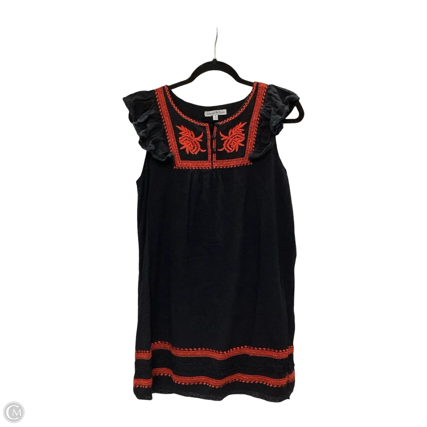 Blouse Short Sleeve By See And Be Seen In Black & Red, Size: S
