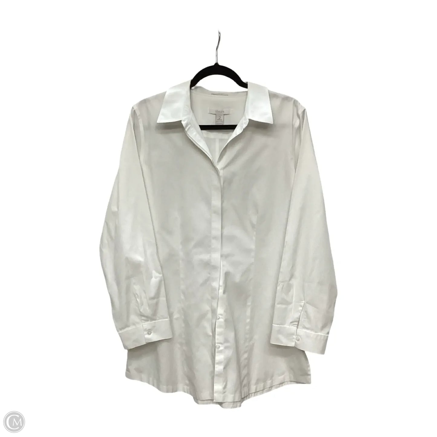 Blouse Long Sleeve By Chicos In White, Size: 2