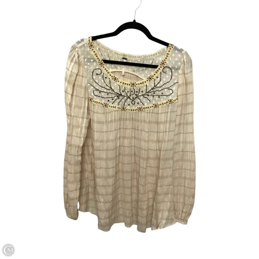 Blouse 3/4 Sleeve By Free People In Tan, Size: M