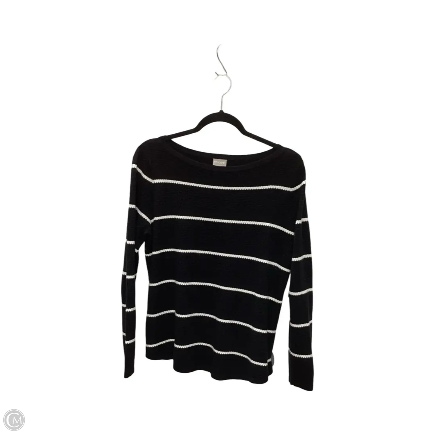 Blouse Long Sleeve By Chicos In Black & White, Size: M