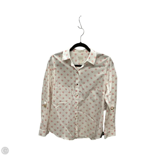 Blouse Long Sleeve By Chicos In Orange & White, Size: 0