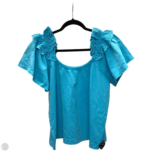 Blouse Short Sleeve By Pilcro In Blue, Size: L