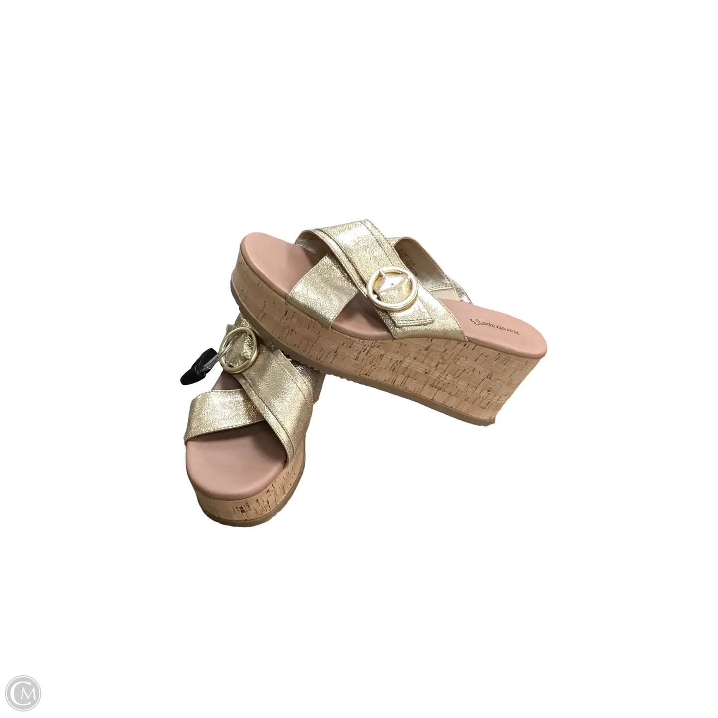 Sandals Heels Wedge By Bare Traps In Gold, Size: 9.5