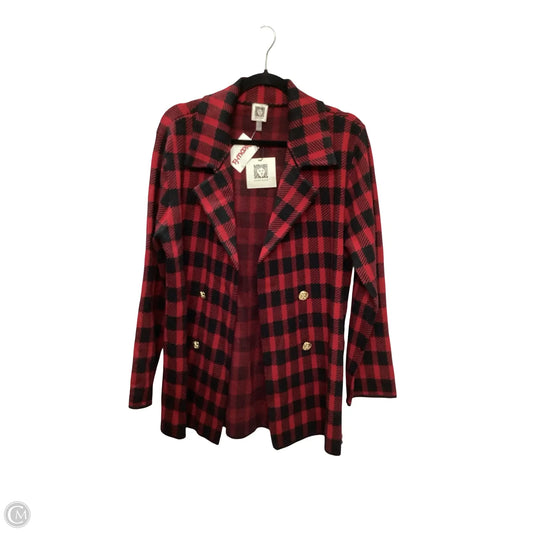 Cardigan By Anne Klein In Plaid Pattern, Size: L