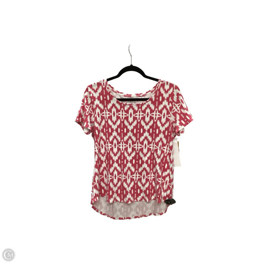 Top Short Sleeve Basic By Chicos In Pink & White, Size: 2