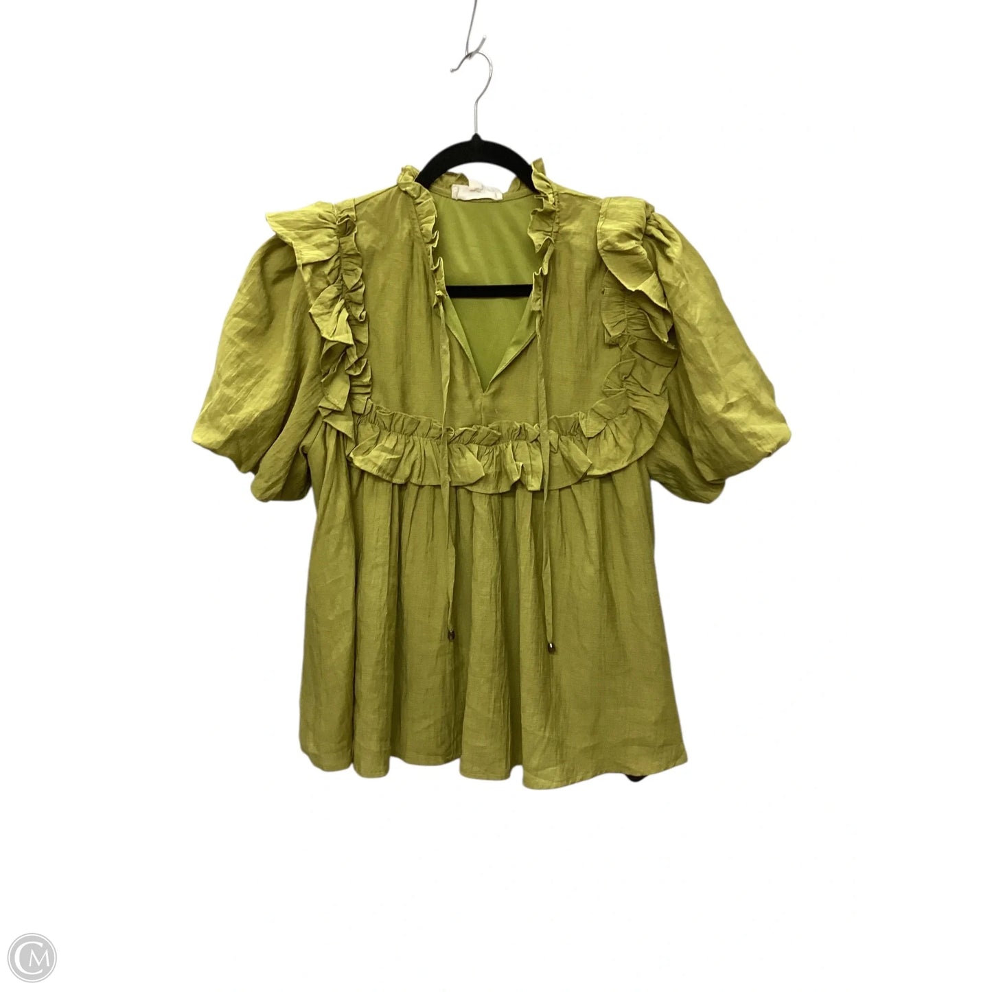 Blouse Short Sleeve By Entro In Green, Size: S