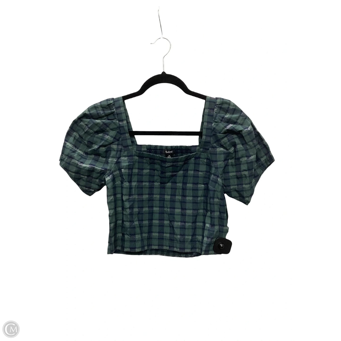 Blouse Short Sleeve By Madewell In Plaid Pattern, Size: Xs
