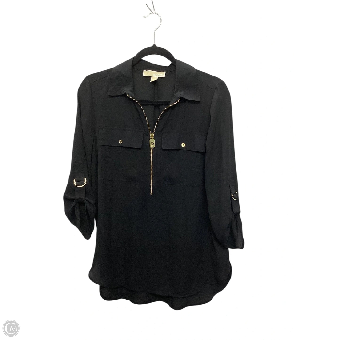 Blouse 3/4 Sleeve By Michael By Michael Kors In Black, Size: S