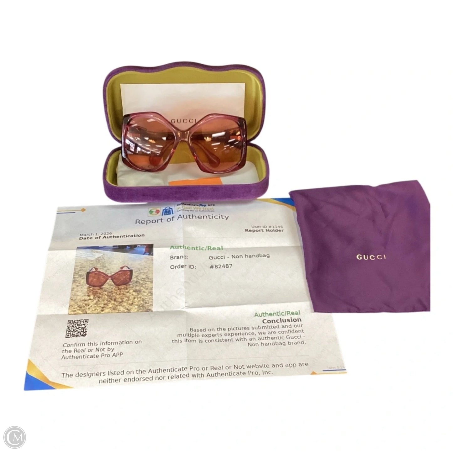 Sunglasses Luxury Designer By Gucci, Size: Large