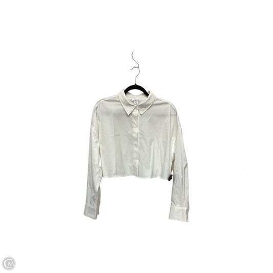 Athletic Top Long Sleeve Collar By Athleta In White, Size: L