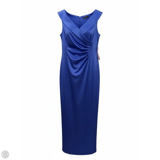Designer Dress Party Long By Tahari By Arthur Levine In Blue, Size: 14