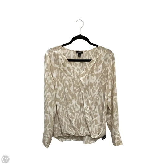 Designer Blouse Long Sleeve By Halogen In Tan, Size: L