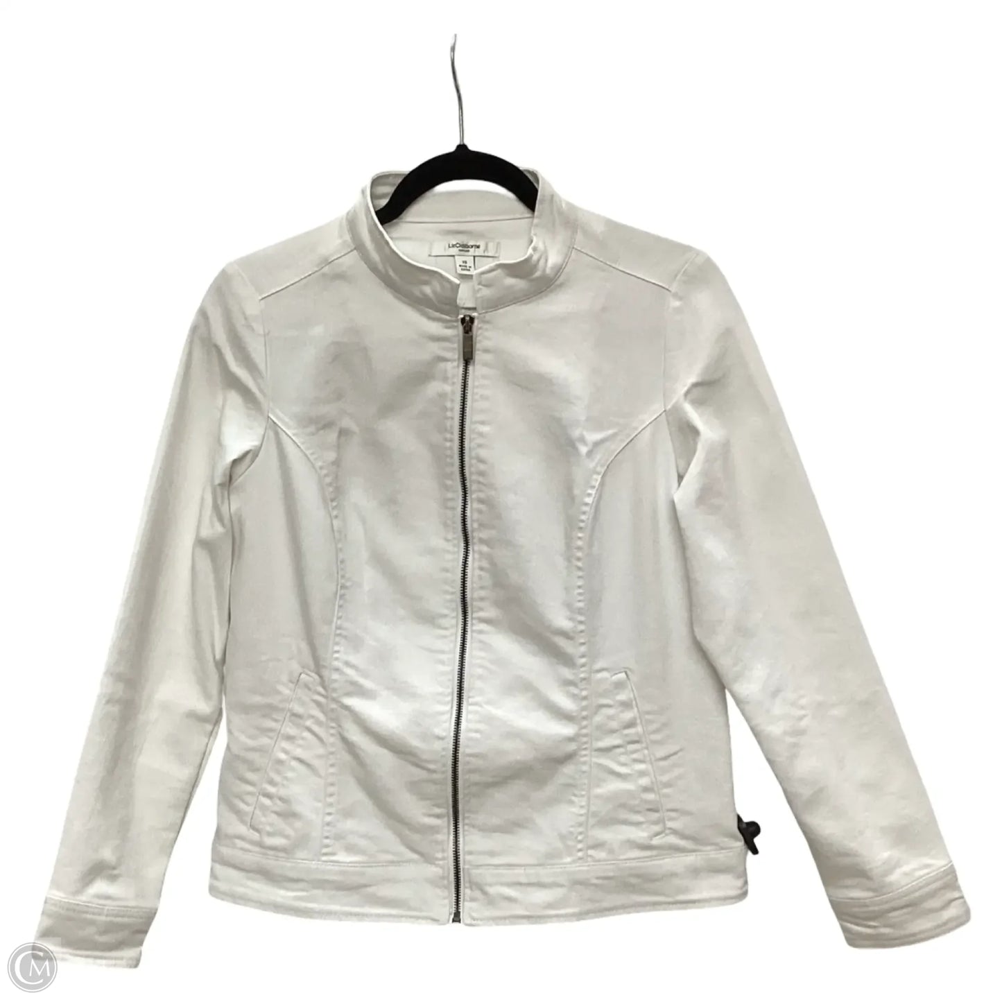 Jacket Denim By Liz Claiborne In White, Size: Xs