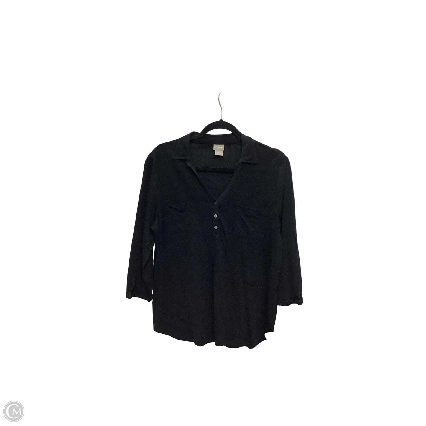 Blouse 3/4 Sleeve By Chicos In Black, Size: 2