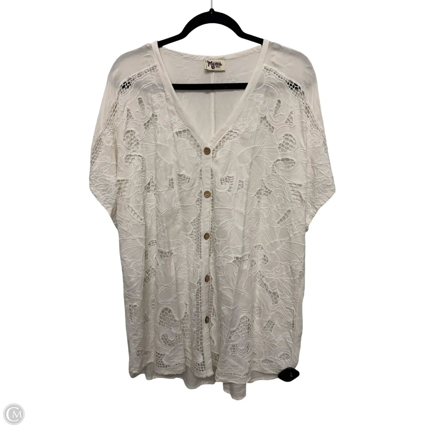 Designer Blouse Short Sleeve By Show Me Your Mumu In White, Size: S