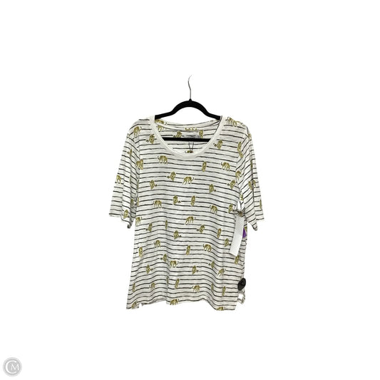 Blouse Short Sleeve By Chicos In Striped Pattern, Size: Xl