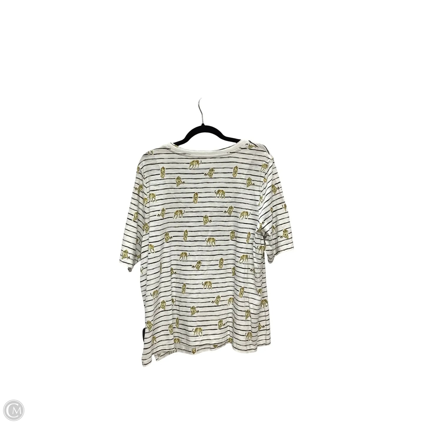 Blouse Short Sleeve By Chicos In Striped Pattern, Size: Xl