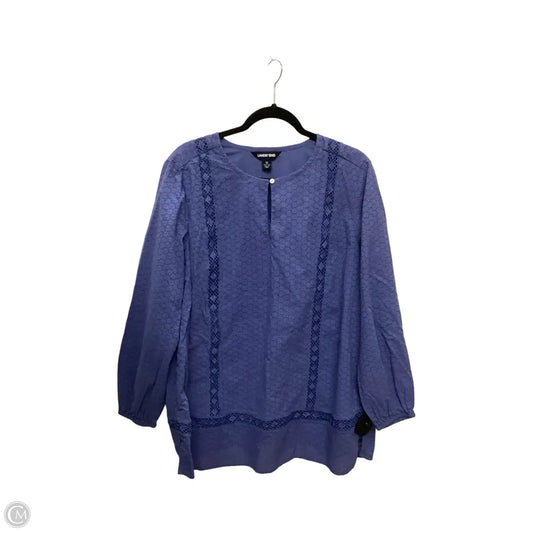 Blouse Long Sleeve By Lands End In Blue, Size: 1x