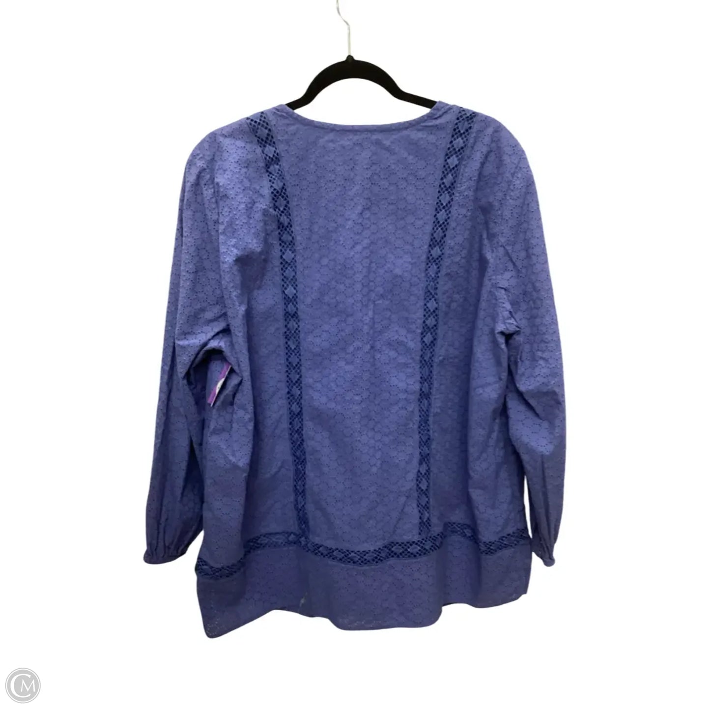 Blouse Long Sleeve By Lands End In Blue, Size: 1x
